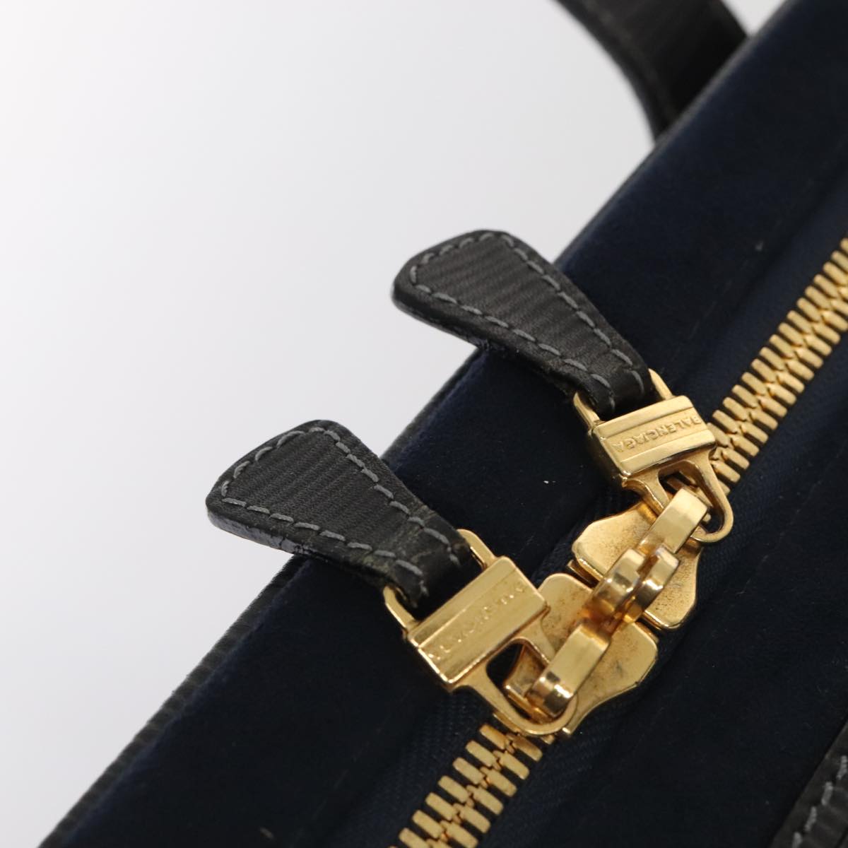 BALENCIAGA Trunk Suede Leather Navy Gold Auth bs17931