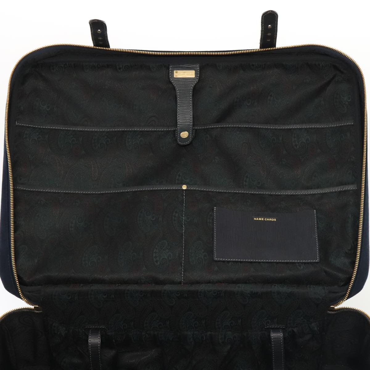 BALENCIAGA Trunk Suede Leather Navy Gold Auth bs17931