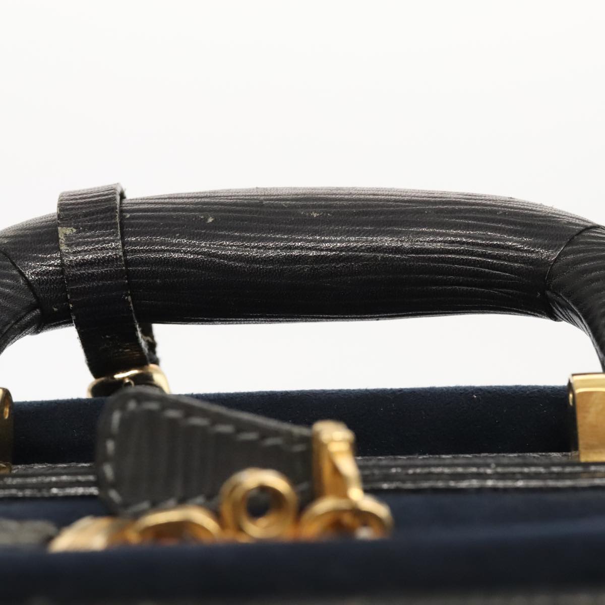 BALENCIAGA Trunk Suede Leather Navy Gold Auth bs17931