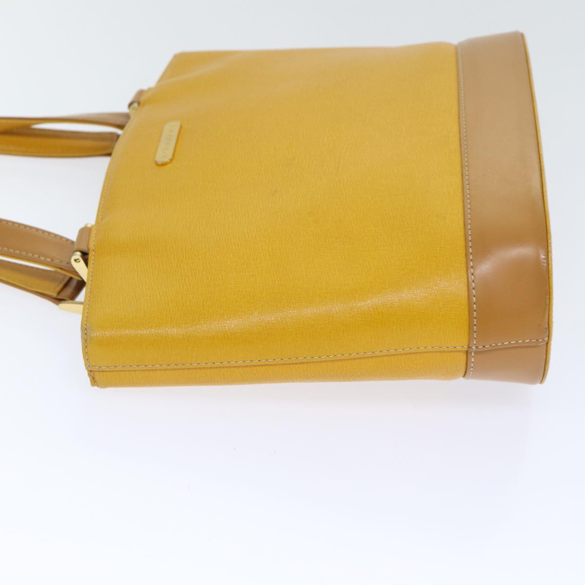 BURBERRY Hand Bag Leather Yellow Gold Auth bs17941