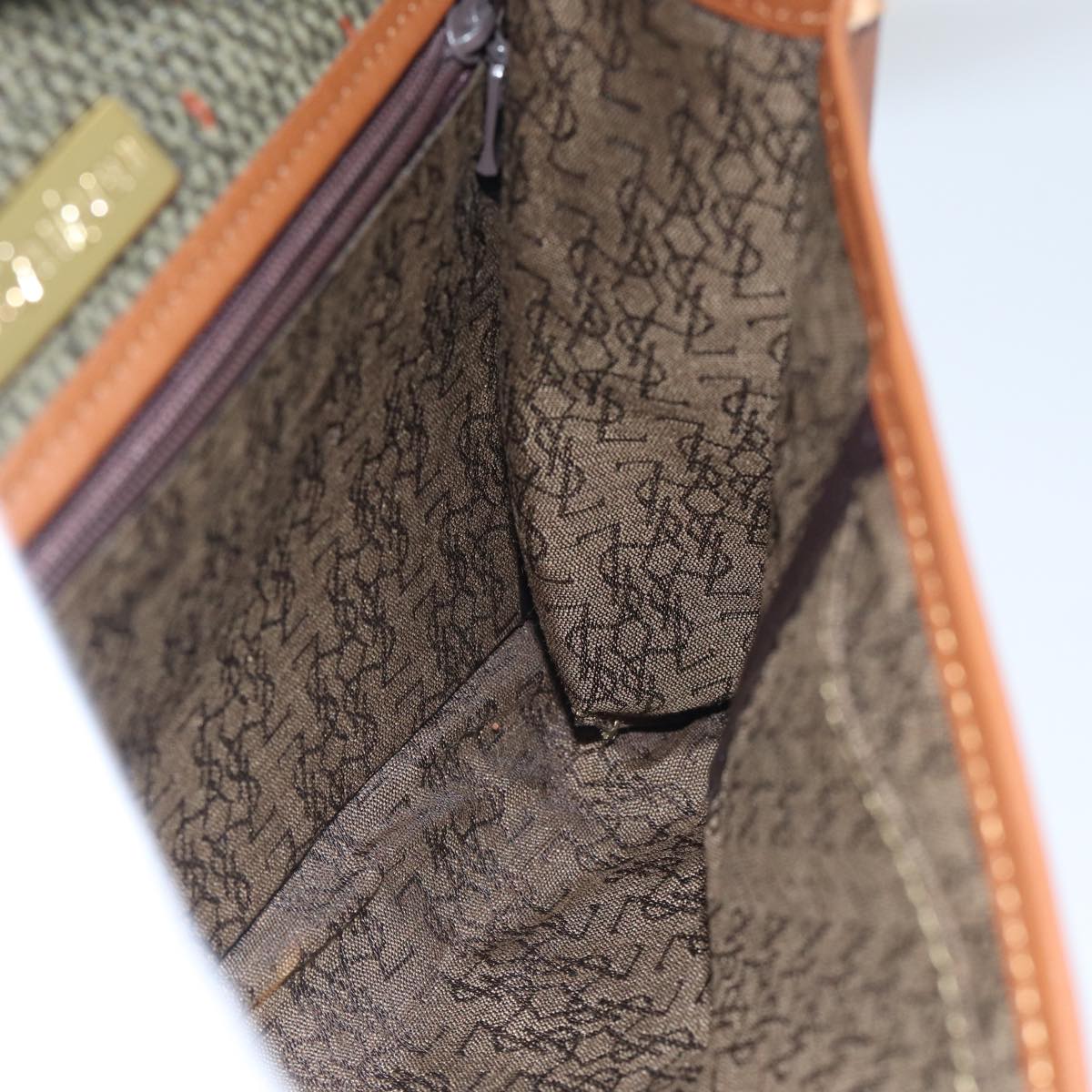 SAINT LAURENT Shoulder Bag PVC Leather Gold Green Auth bs17956