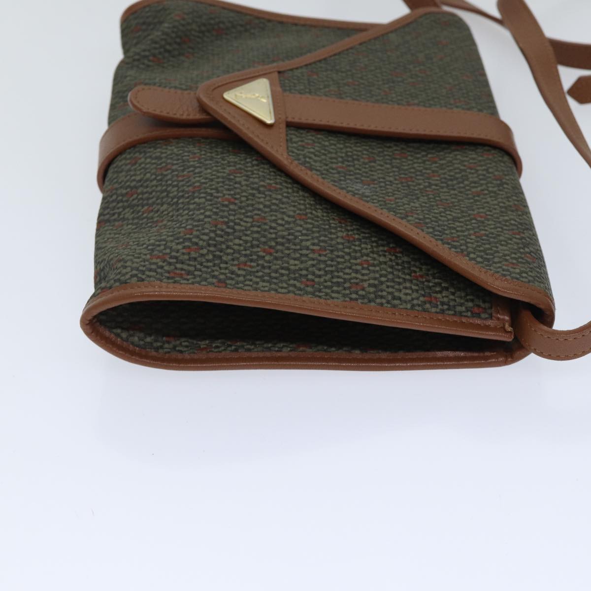 SAINT LAURENT Shoulder Bag PVC Leather Gold Green Auth bs17956