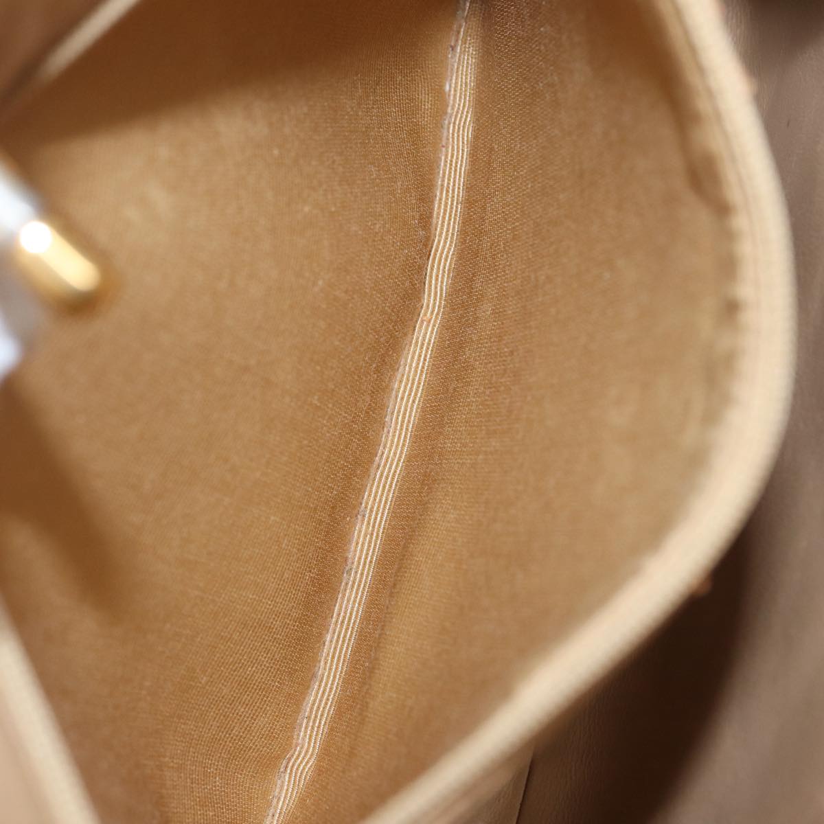 CHANEL Shoulder Bag Calf Skin Beige Gold CC Auth bs17980