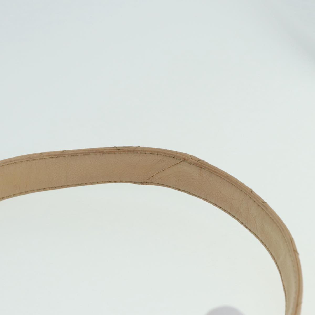 CHANEL Shoulder Bag Calf Skin Beige Gold CC Auth bs17980