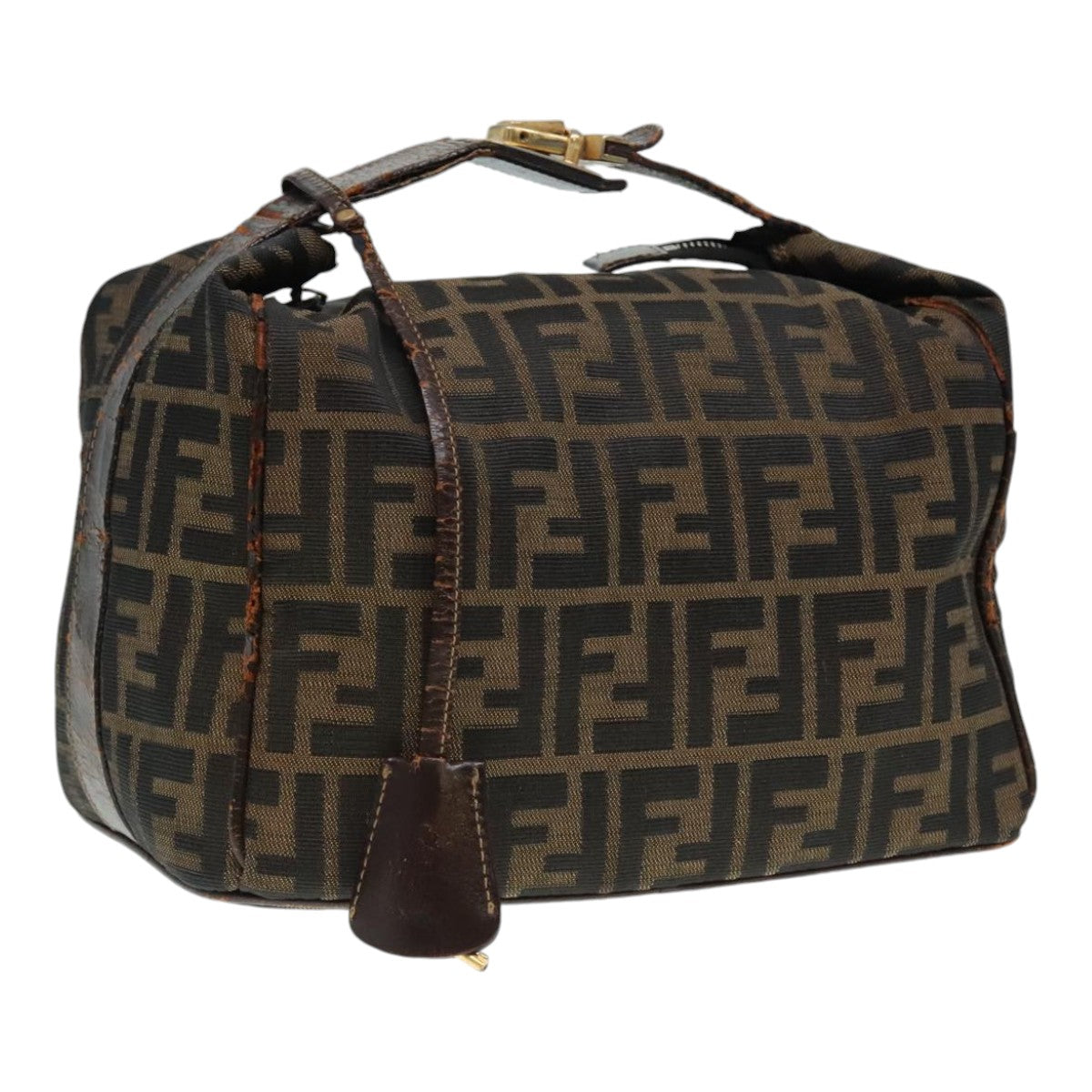 FENDI Zucca Canvas Hand Bag Brown Auth bs18022