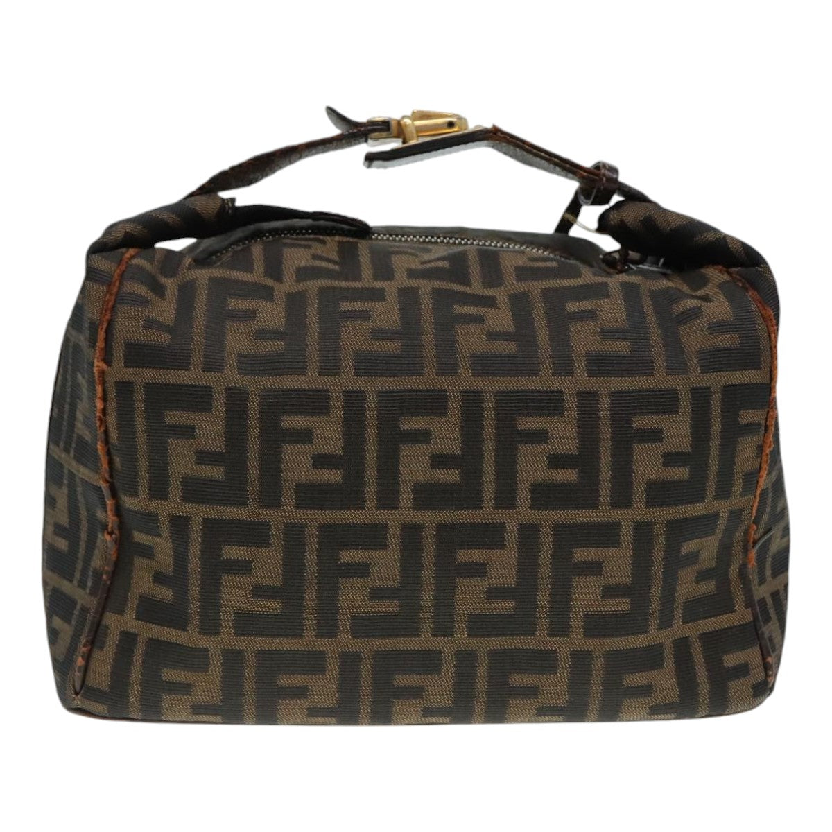 FENDI Zucca Canvas Hand Bag Brown Auth bs18022