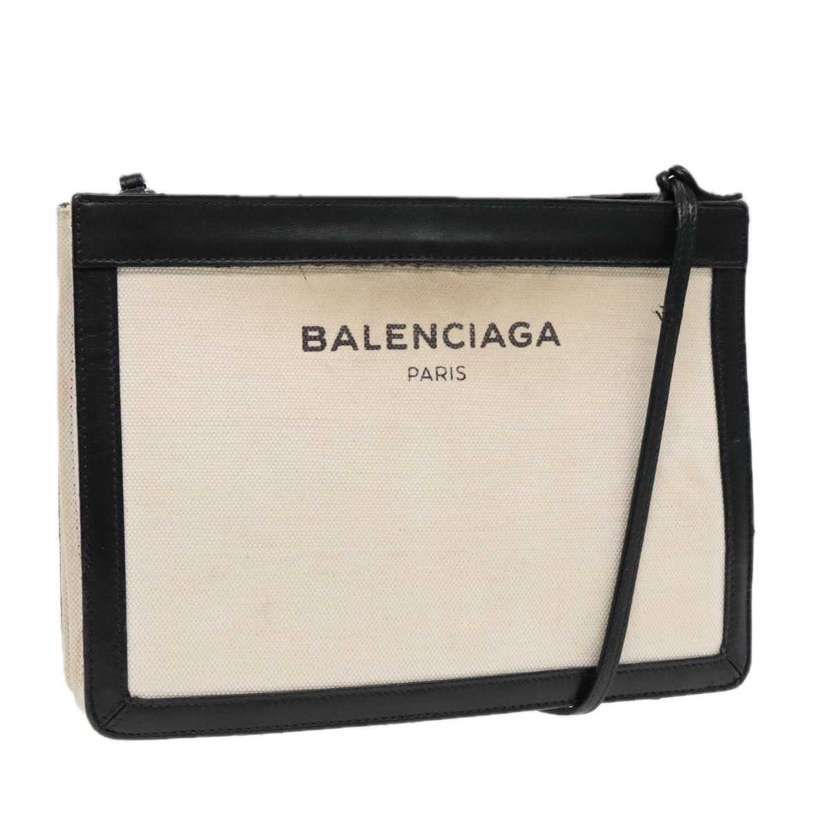 BALENCIAGA Shoulder Bag Canvas Silver White 339937 Auth bs18024