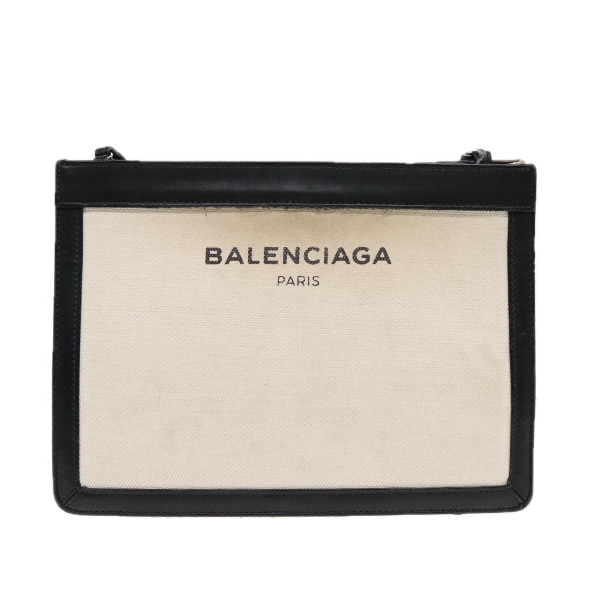 BALENCIAGA Shoulder Bag Canvas Silver White 339937 Auth bs18024