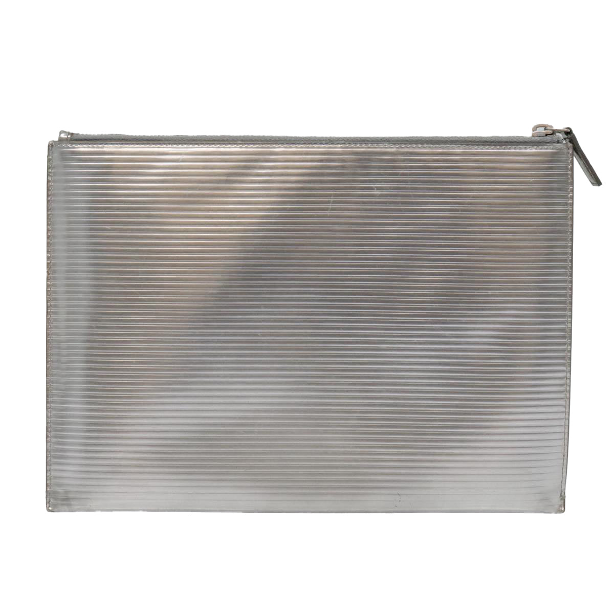 SAINT LAURENT Clutch Bag Enamel Silver Auth bs18043