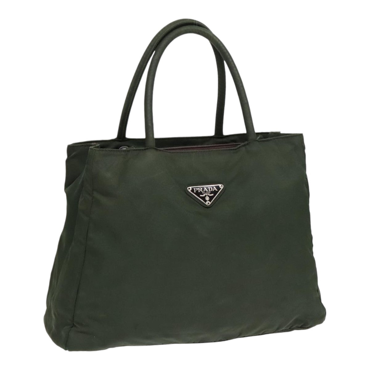 PRADA Hand Bag Nylon Green Auth bs18090