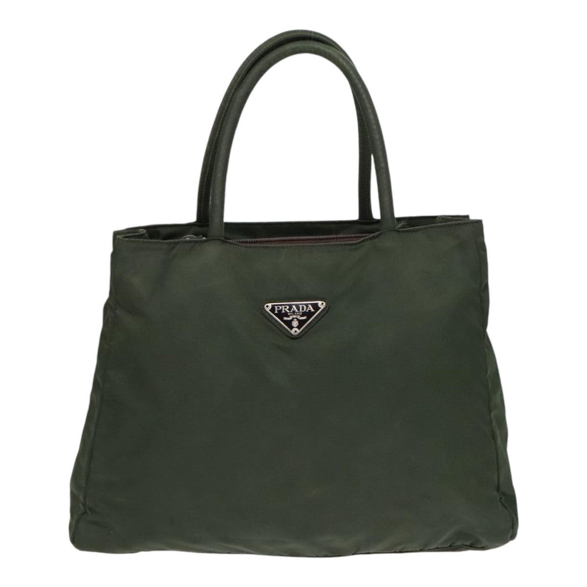 PRADA Hand Bag Nylon Green Auth bs18090