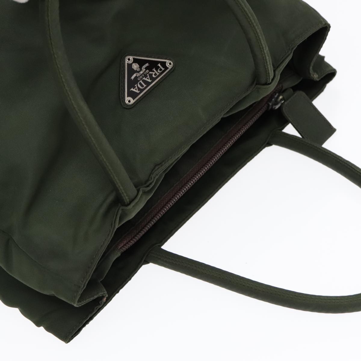 PRADA Hand Bag Nylon Green Auth bs18090