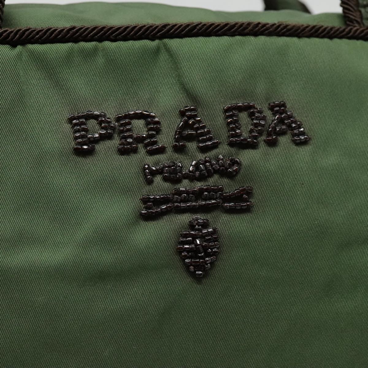 PRADA Hand Bag Nylon Green Auth bs18092