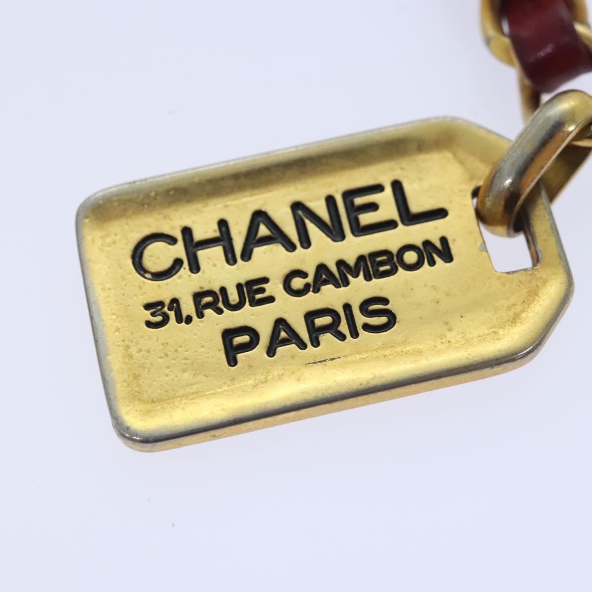 CHANEL Mini Matelasse Chain Pouch Lamb Skin Red Gold CC Auth bs18102