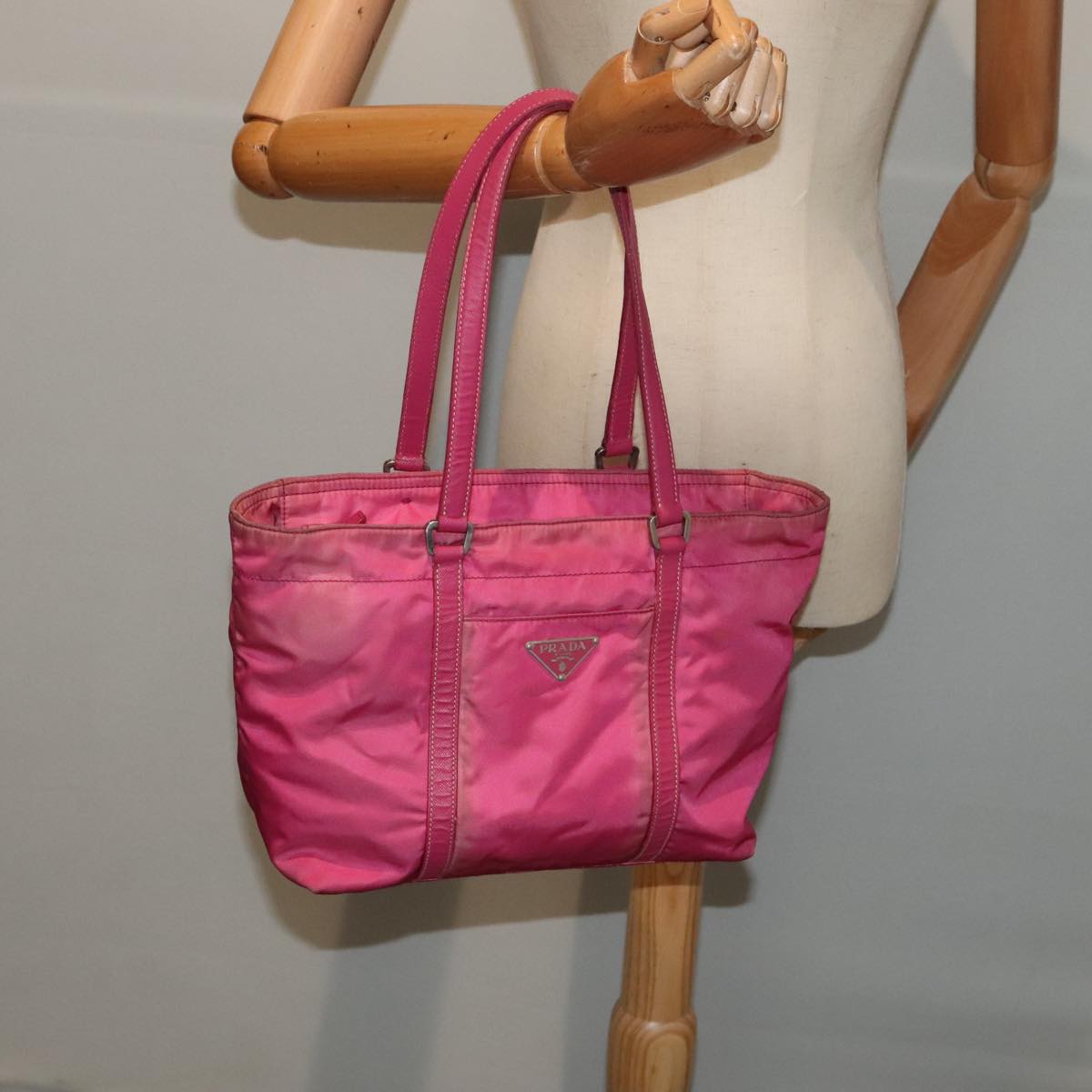 PRADA Hand Bag Nylon Pink Auth bs18106