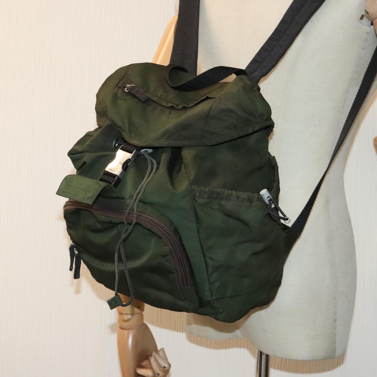 PRADA Backpack Nylon Green Auth bs18109