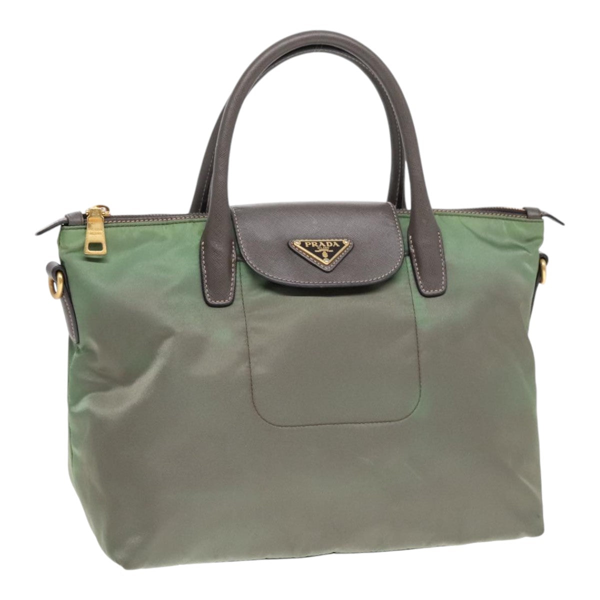 PRADA Hand Bag Nylon Khaki Auth bs18121