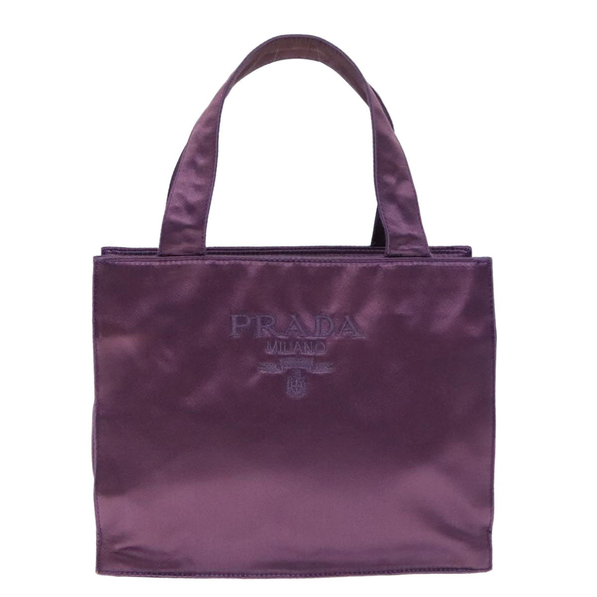 PRADA Hand Bag Satin Purple Auth bs18138