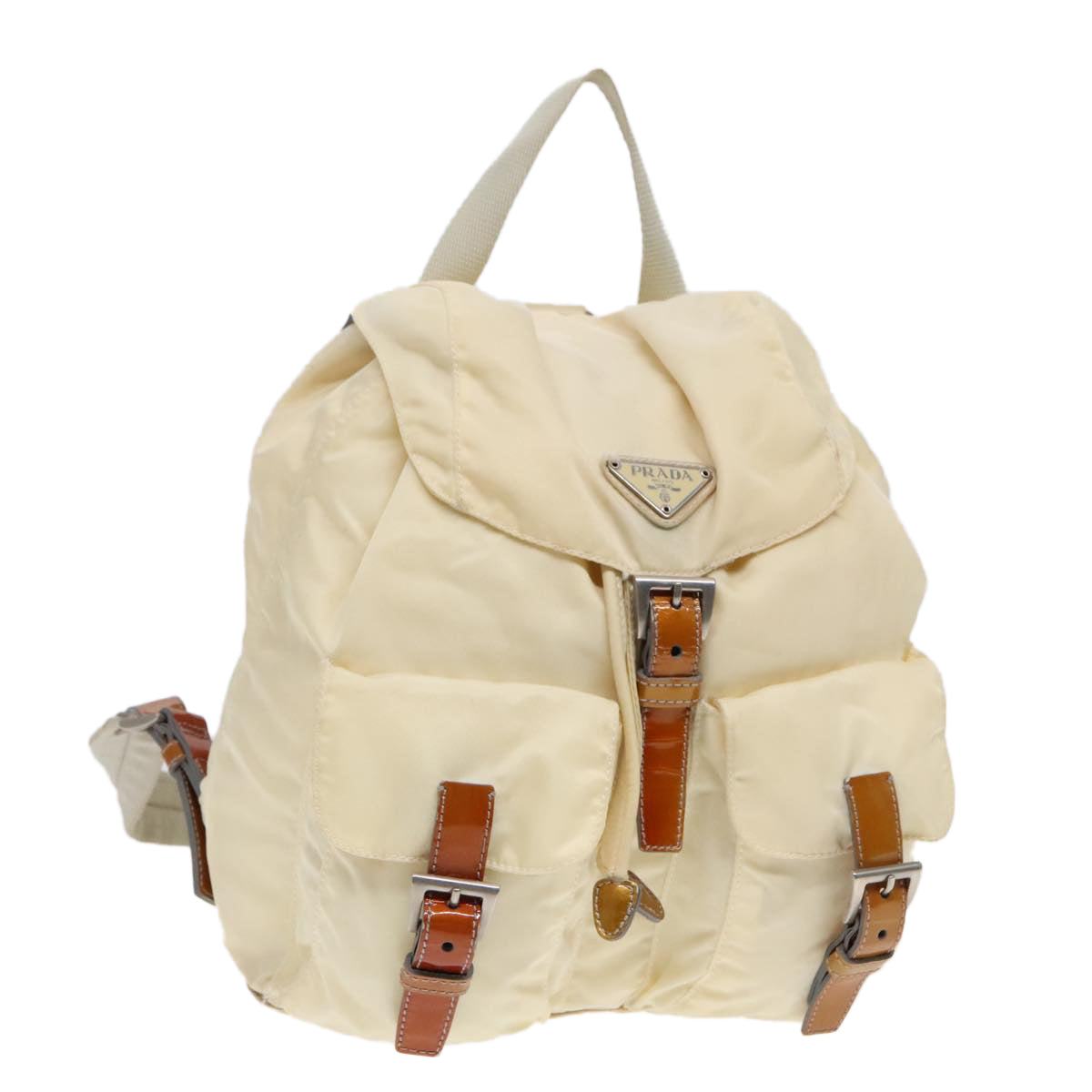 PRADA Backpack Nylon Beige Auth bs18141