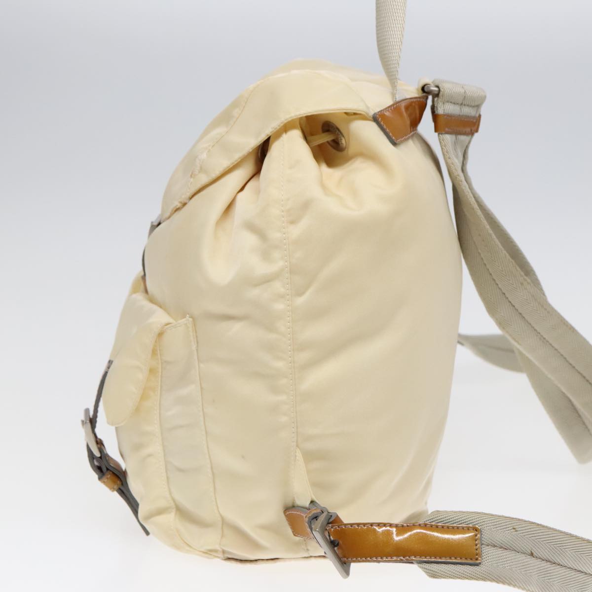 PRADA Backpack Nylon Beige Auth bs18141