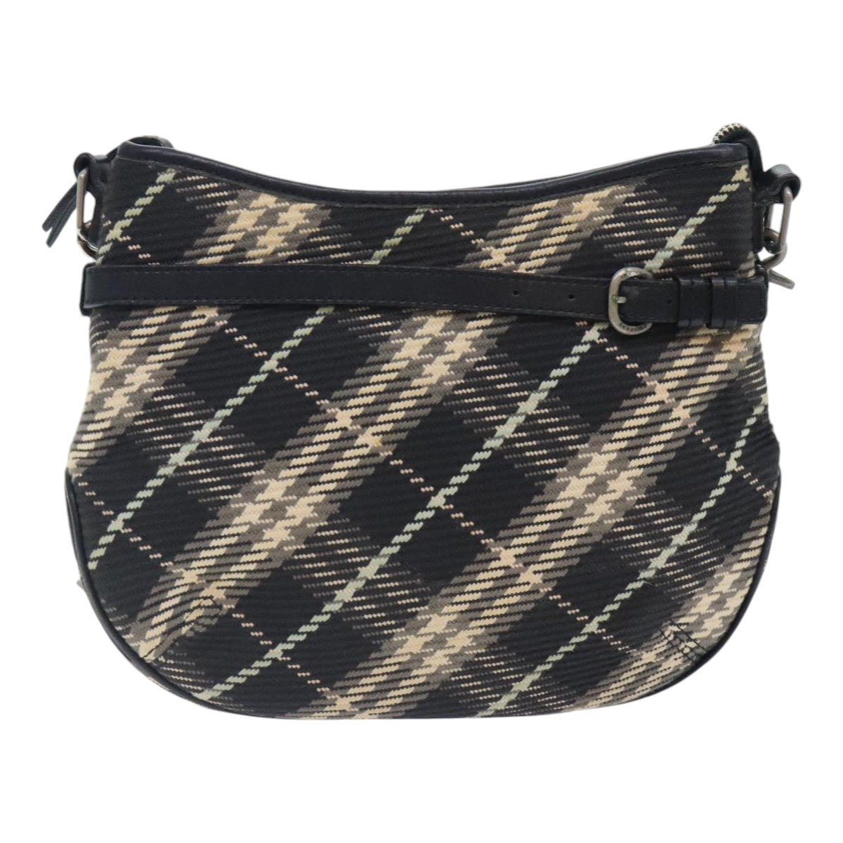 BURBERRY Nova Check Blue Label Shoulder Bag Canvas Black Auth bs18153