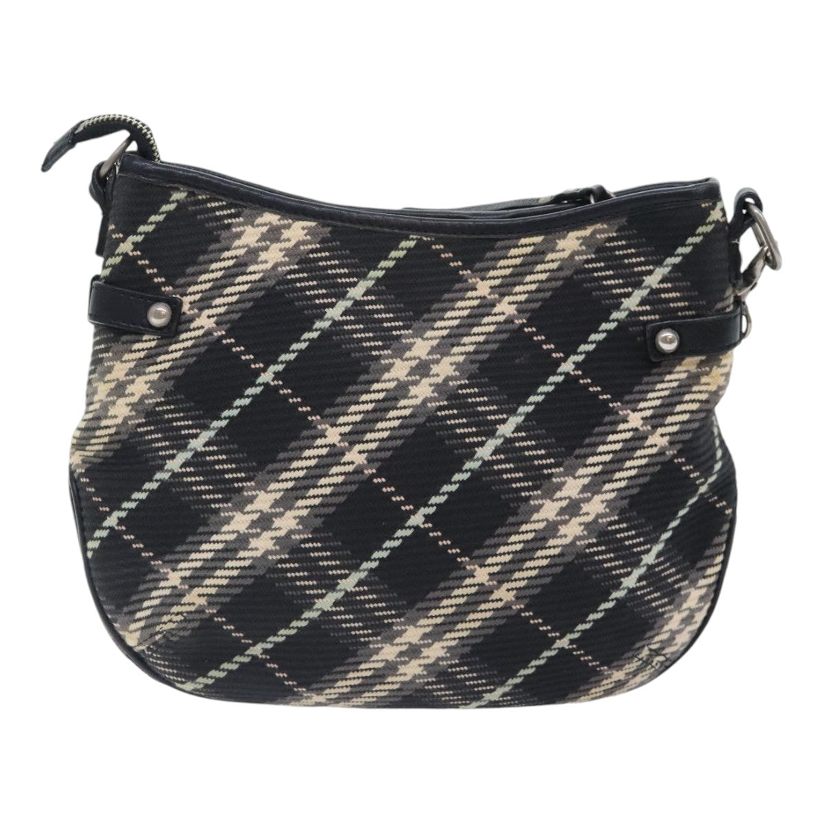 BURBERRY Nova Check Blue Label Shoulder Bag Canvas Black Auth bs18153