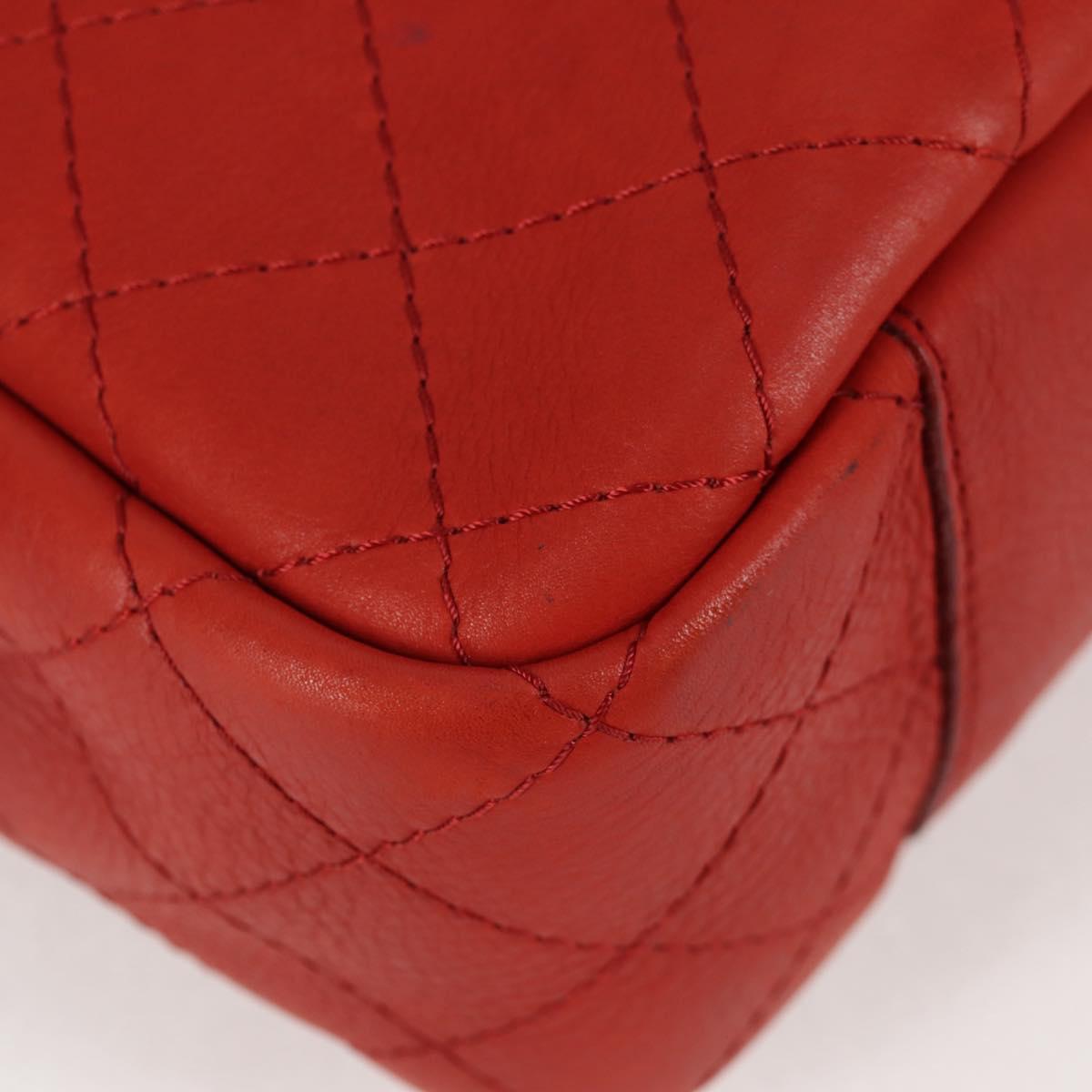 CHANEL Matelasse Chain Boy Chanel Shoulder Bag Leather Orange CC Auth bs18169