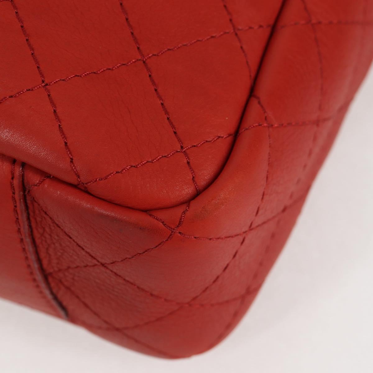 CHANEL Matelasse Chain Boy Chanel Shoulder Bag Leather Orange CC Auth bs18169