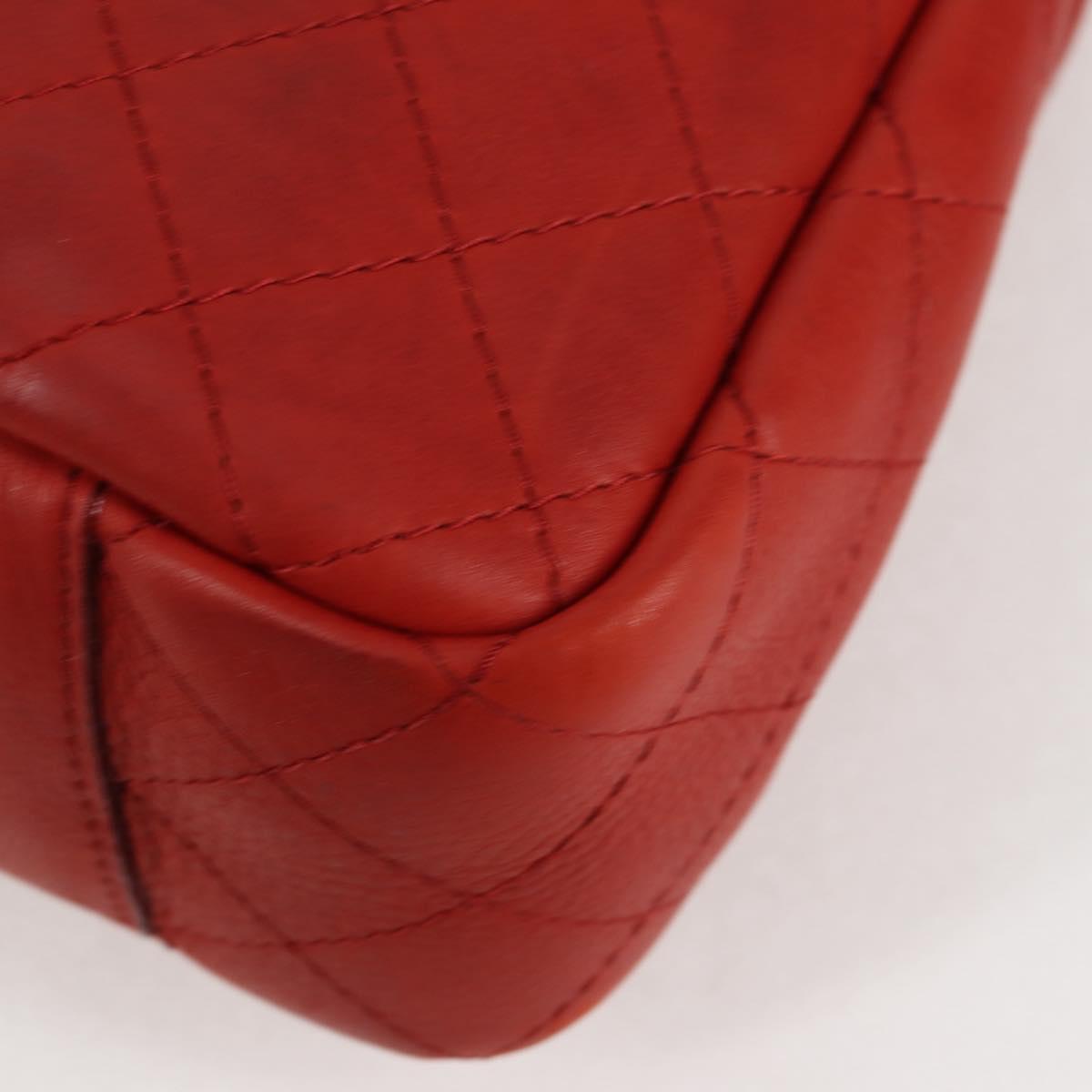 CHANEL Matelasse Chain Boy Chanel Shoulder Bag Leather Orange CC Auth bs18169