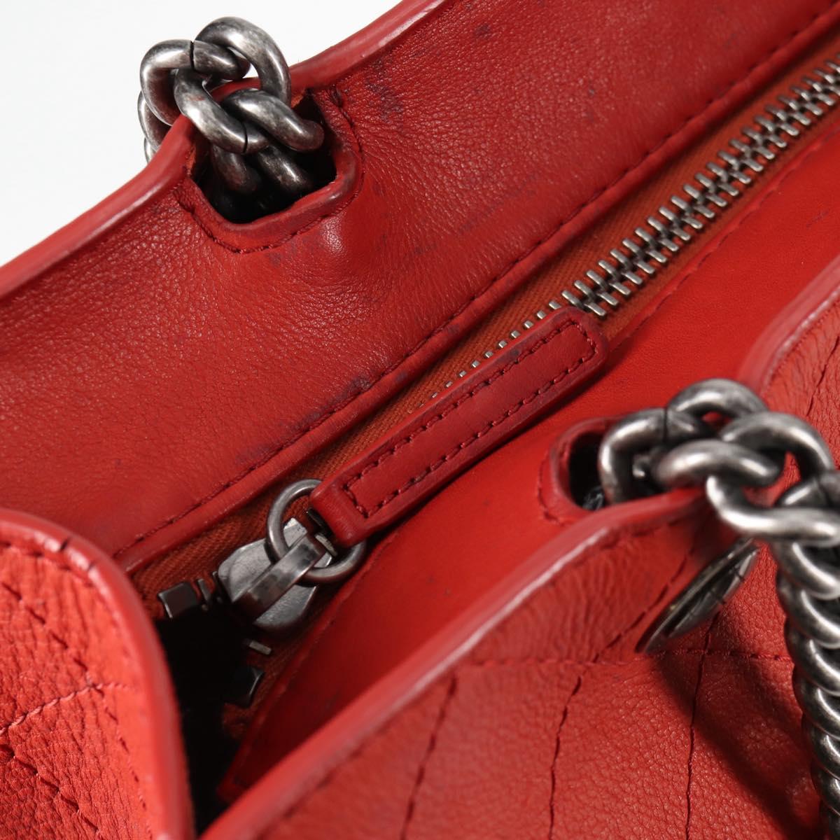 CHANEL Matelasse Chain Boy Chanel Shoulder Bag Leather Orange CC Auth bs18169