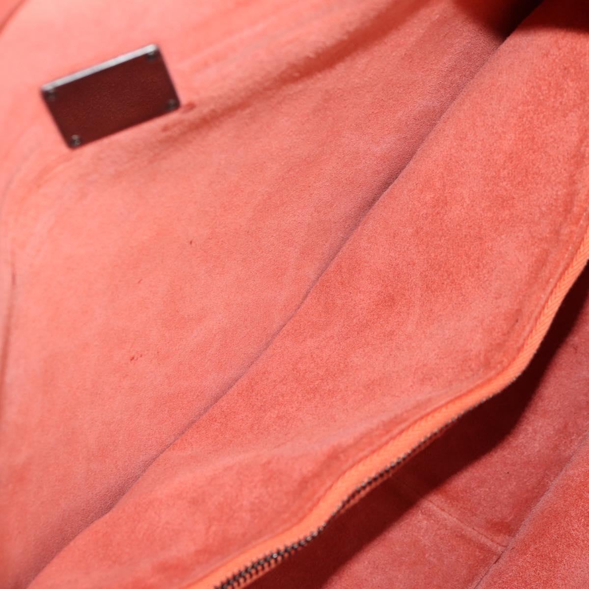 CHANEL Matelasse Chain Boy Chanel Shoulder Bag Leather Orange CC Auth bs18169