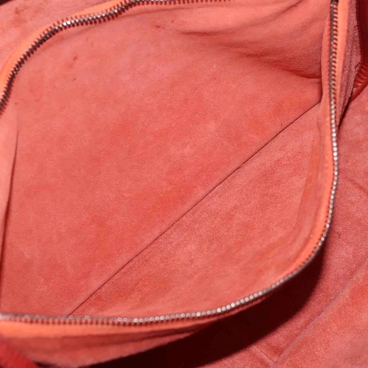 CHANEL Matelasse Chain Boy Chanel Shoulder Bag Leather Orange CC Auth bs18169