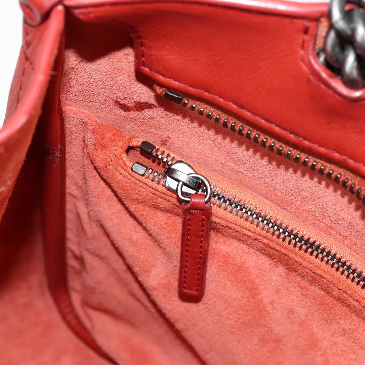 CHANEL Matelasse Chain Boy Chanel Shoulder Bag Leather Orange CC Auth bs18169