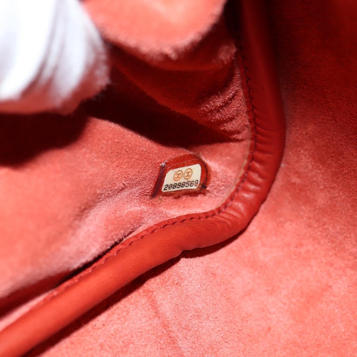 CHANEL Matelasse Chain Boy Chanel Shoulder Bag Leather Orange CC Auth bs18169