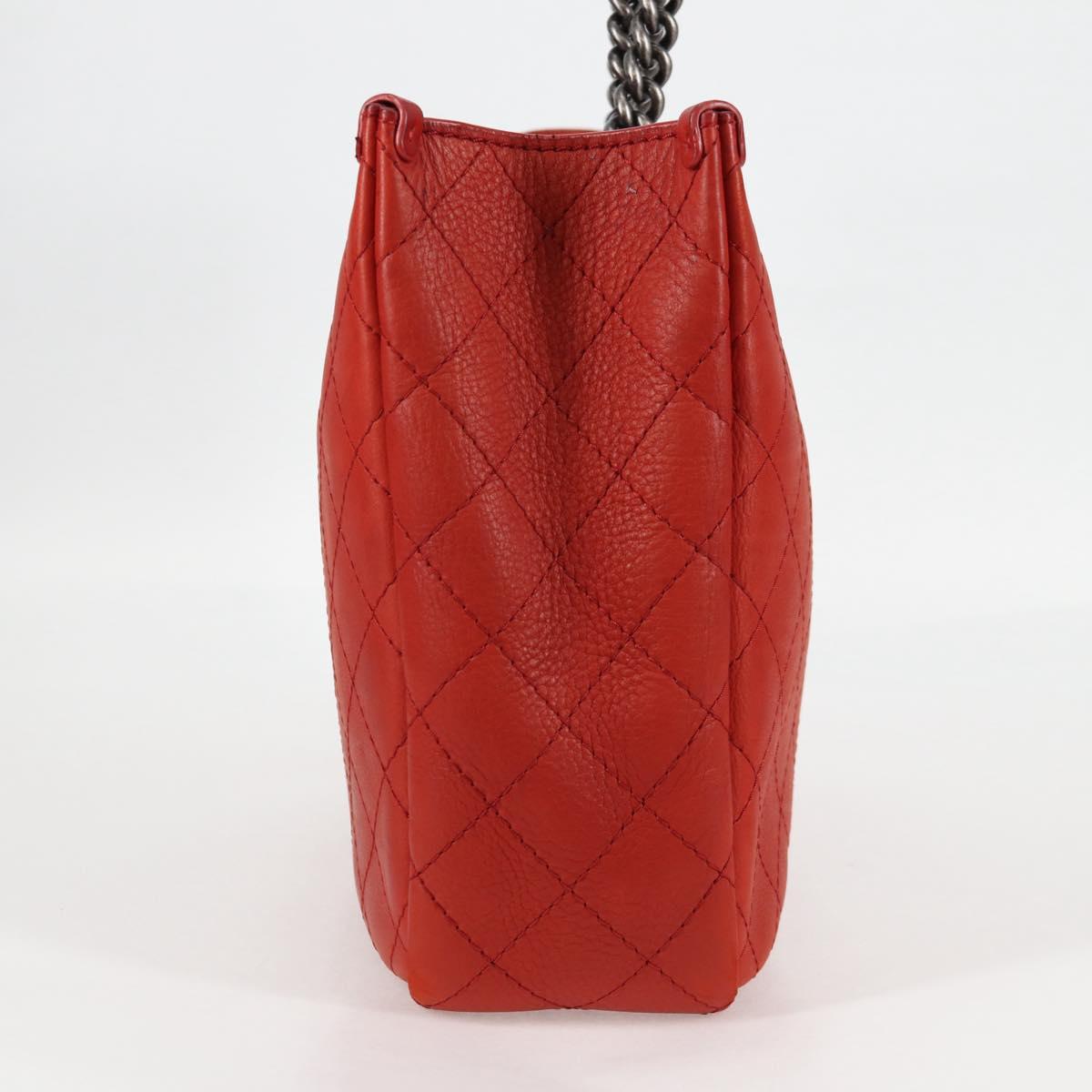 CHANEL Matelasse Chain Boy Chanel Shoulder Bag Leather Orange CC Auth bs18169