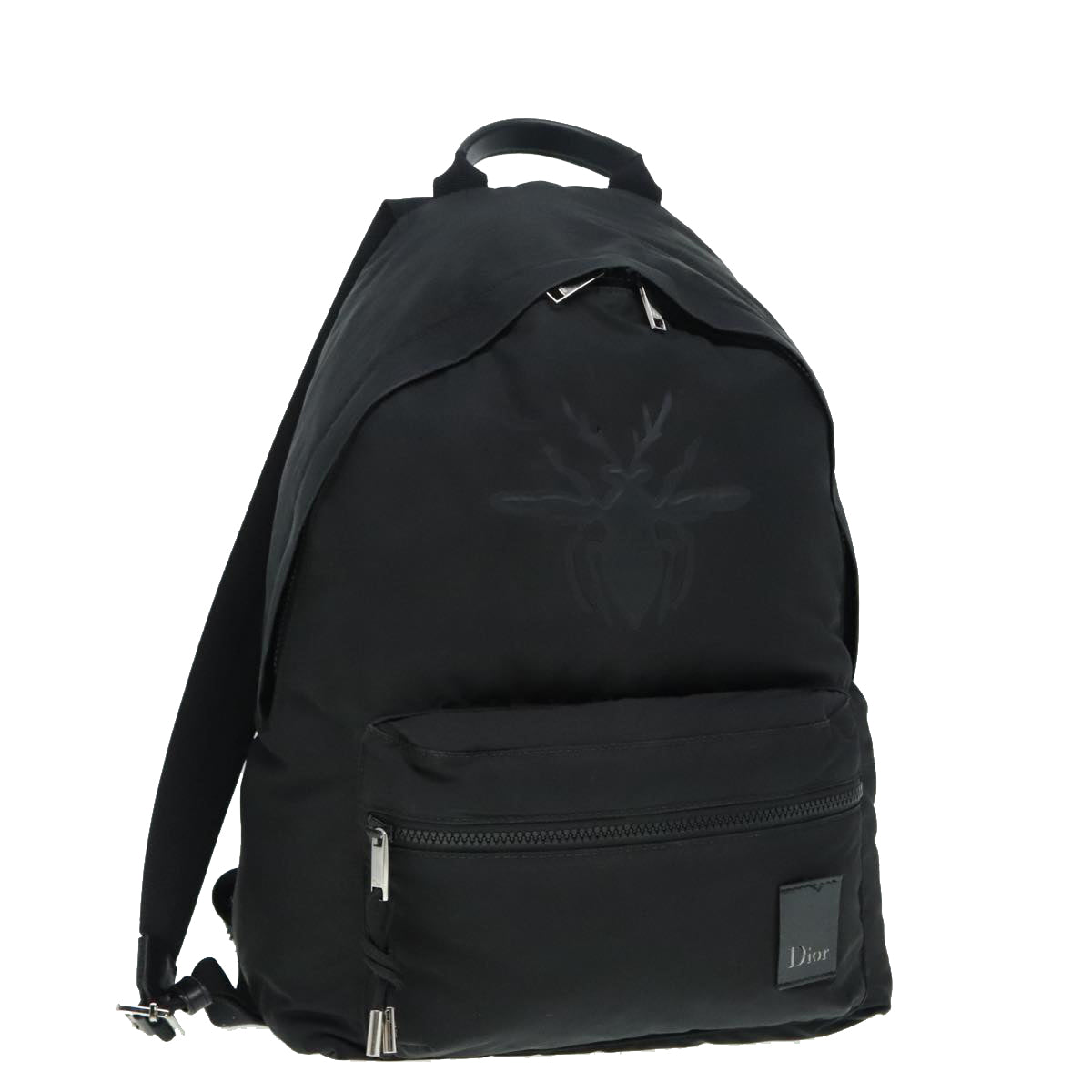 Christian Dior Backpack Nylon Black Silver Auth bs18172