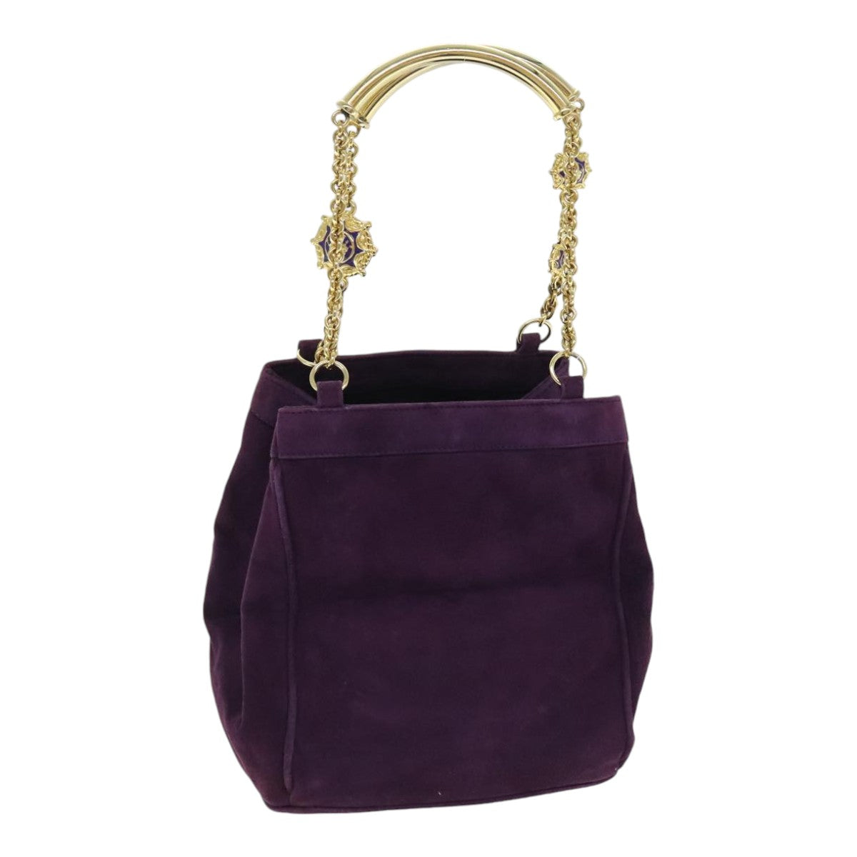 Gianni Versace Chain Hand Bag Suede Purple Auth bs18180