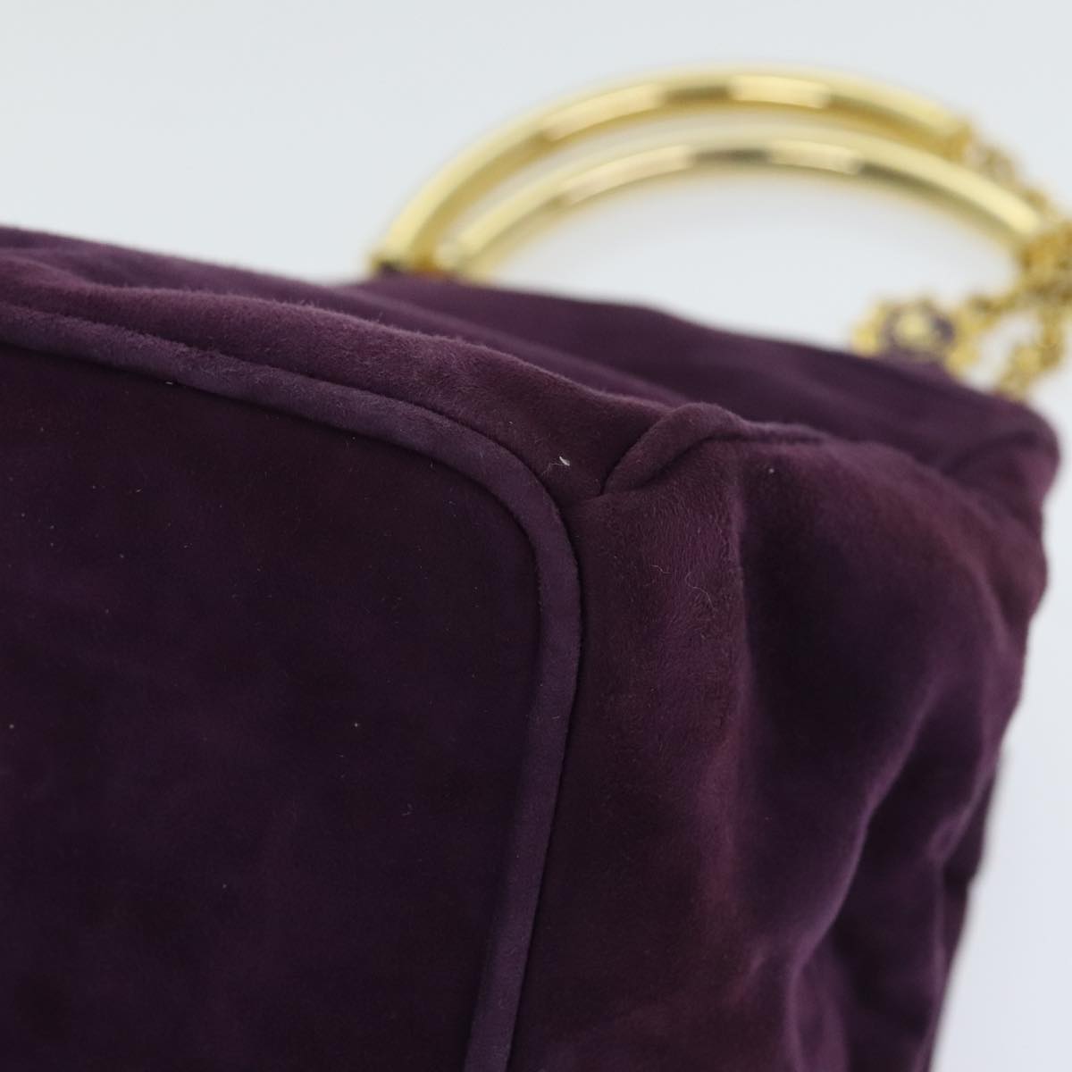 Gianni Versace Chain Hand Bag Suede Purple Auth bs18180