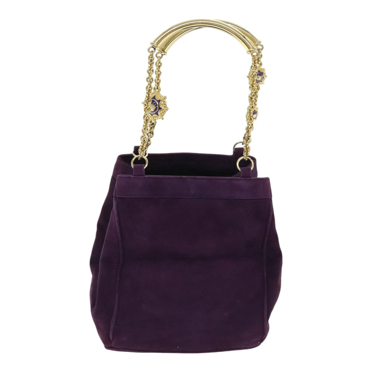 Gianni Versace Chain Hand Bag Suede Purple Auth bs18180