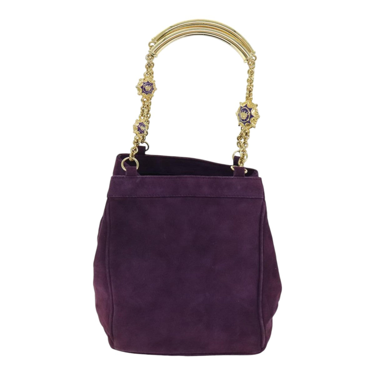 Gianni Versace Chain Hand Bag Suede Purple Auth bs18180