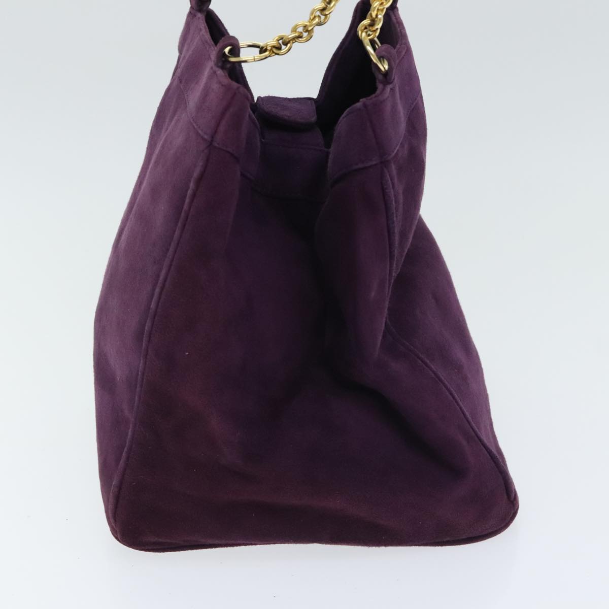 Gianni Versace Chain Hand Bag Suede Purple Auth bs18180