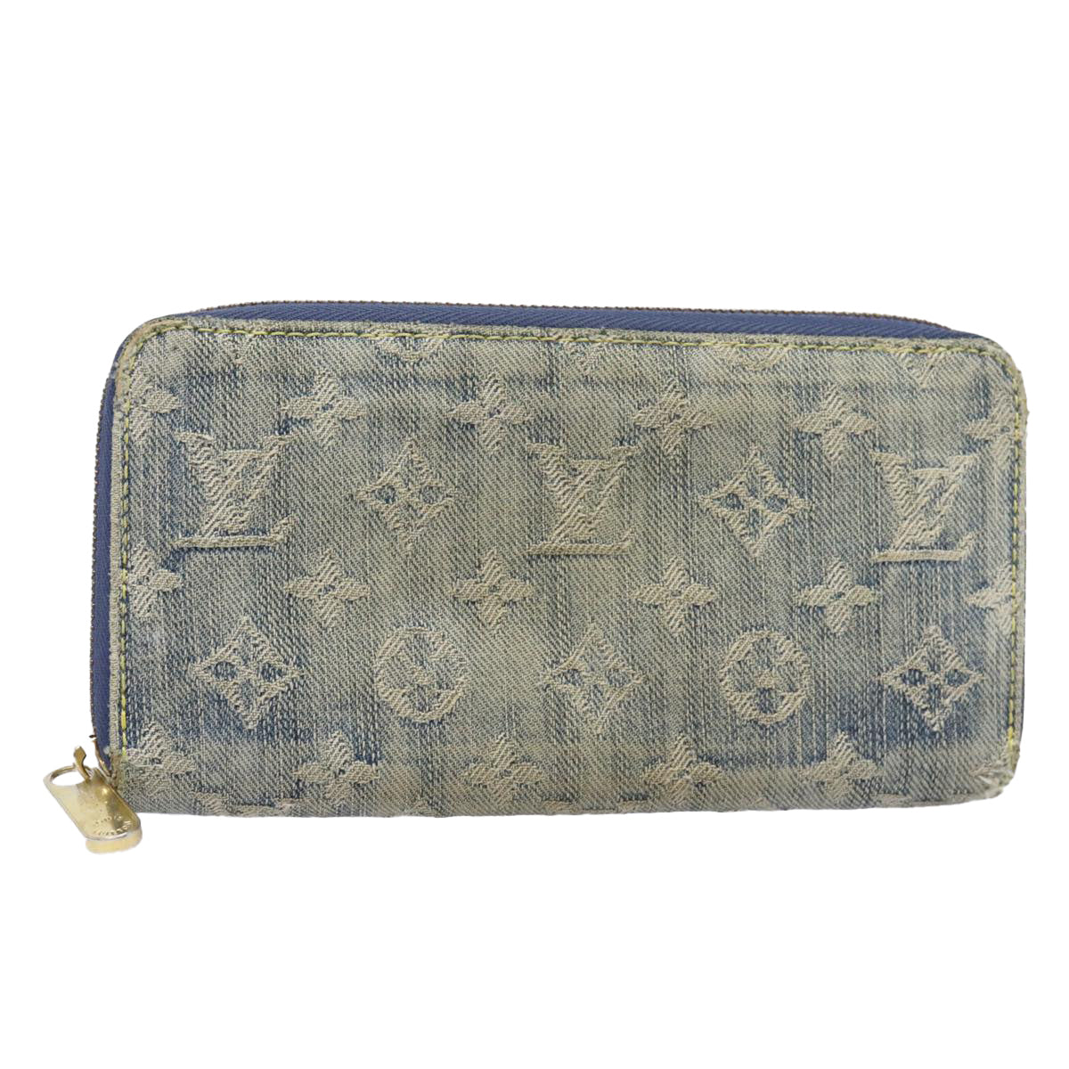 LOUIS VUITTON Monogram Denim Zippy Wallet Blue M95342 LV Auth bs18191