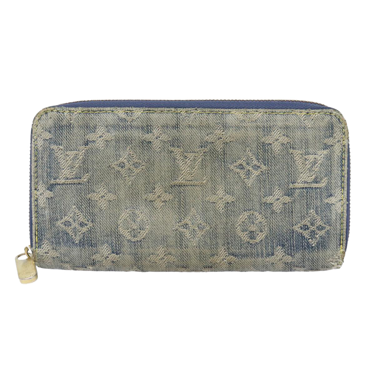 LOUIS VUITTON Monogram Denim Zippy Wallet Blue M95342 LV Auth bs18191