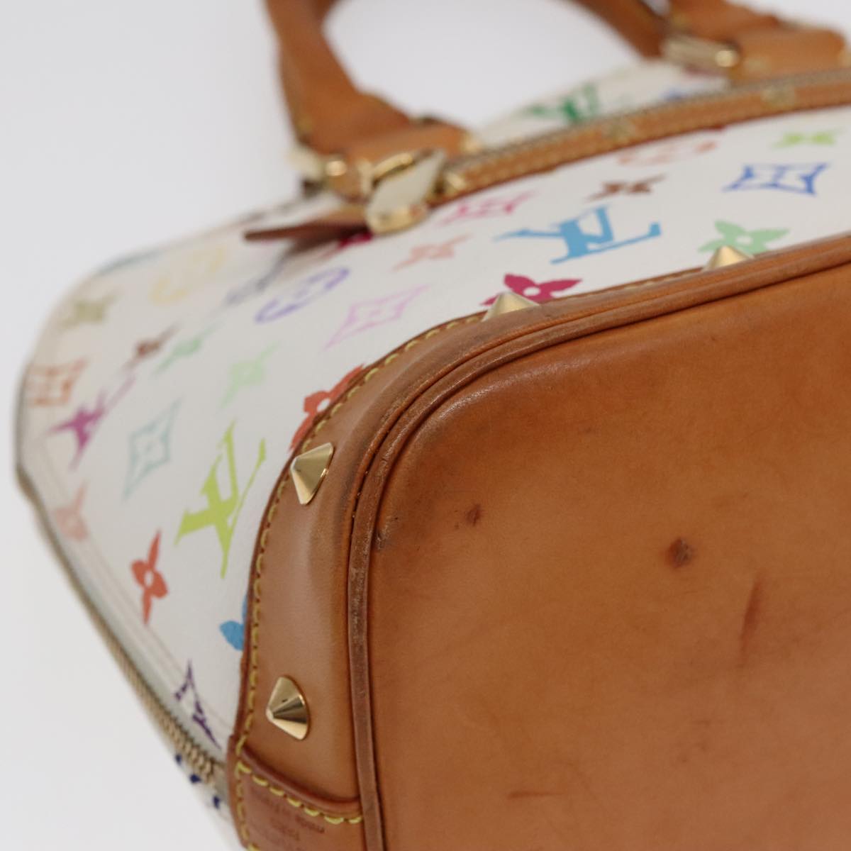 LOUIS VUITTON Monogram Multicolor Alma Hand Bag White M92647 LV Auth bs18193