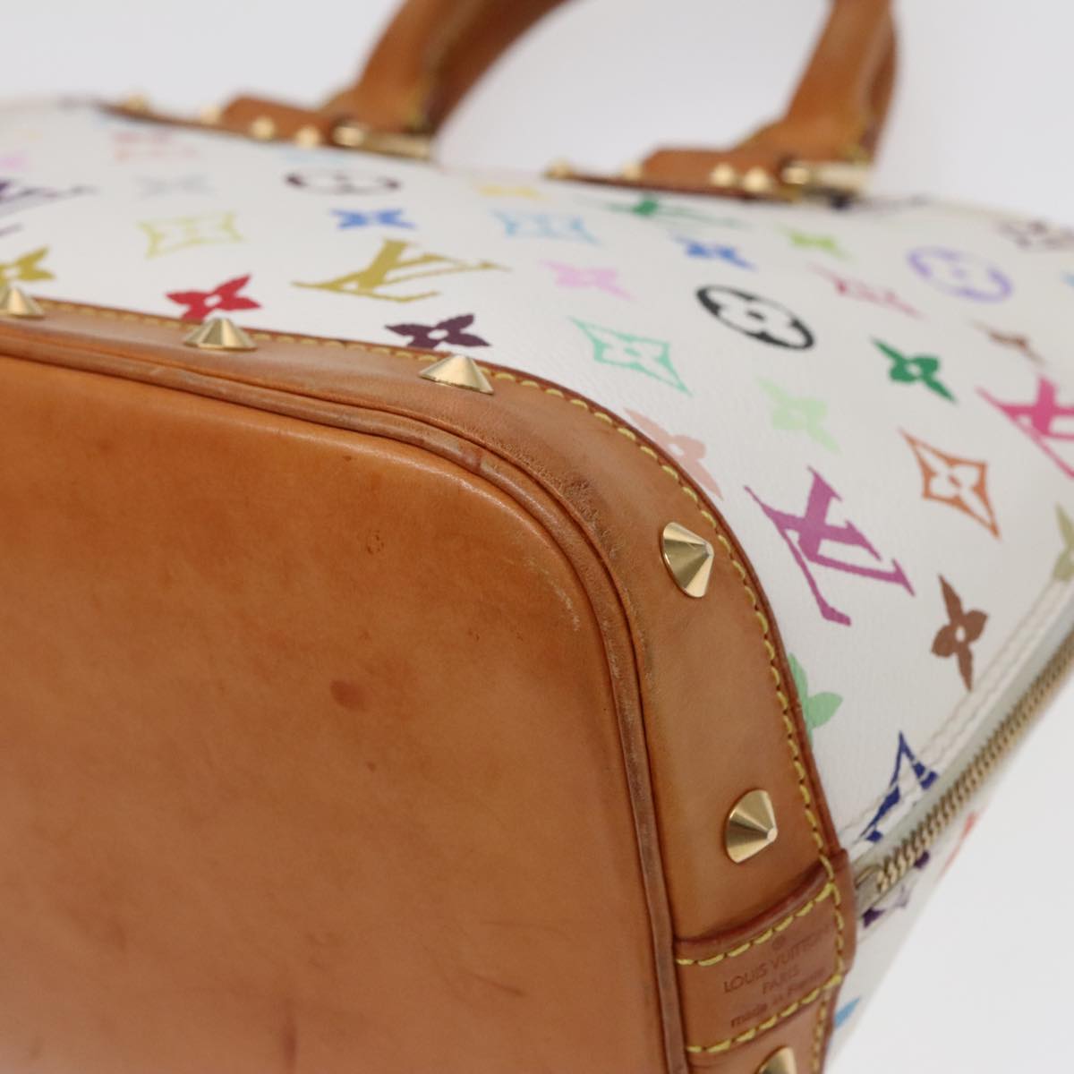 LOUIS VUITTON Monogram Multicolor Alma Hand Bag White M92647 LV Auth bs18193