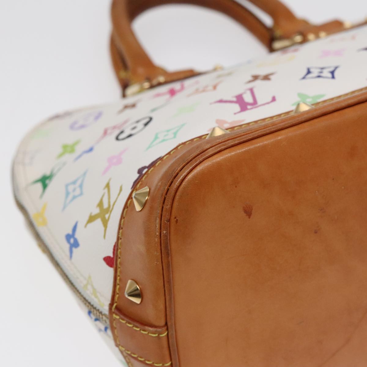 LOUIS VUITTON Monogram Multicolor Alma Hand Bag White M92647 LV Auth bs18193