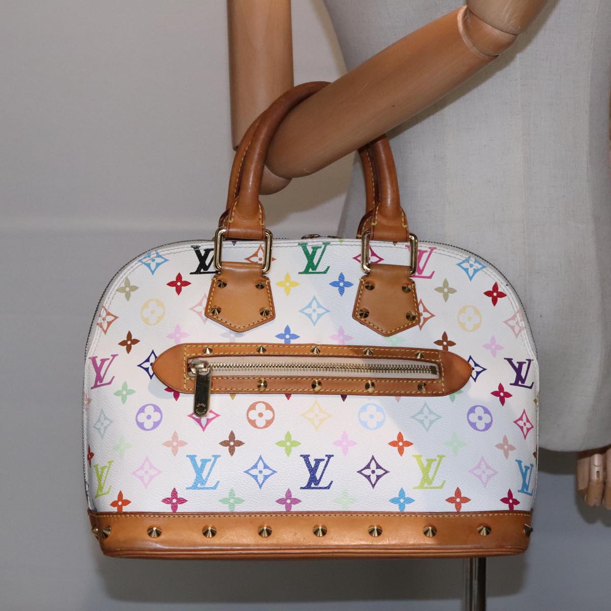 LOUIS VUITTON Monogram Multicolor Alma Hand Bag White M92647 LV Auth bs18193