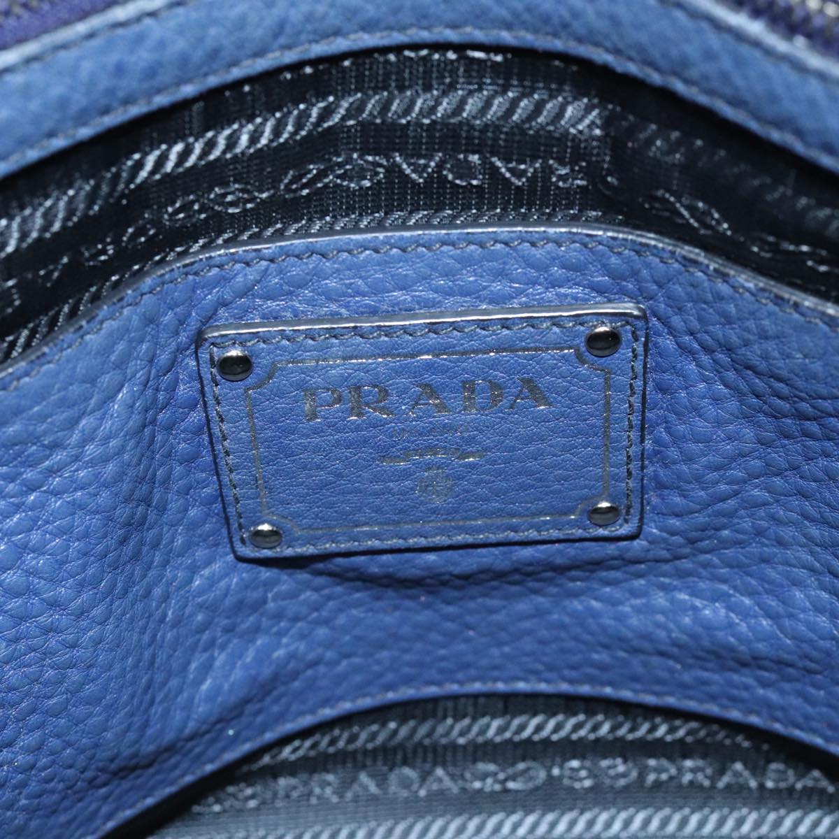 PRADA Hand Bag Leather 2way Navy Auth bs18200