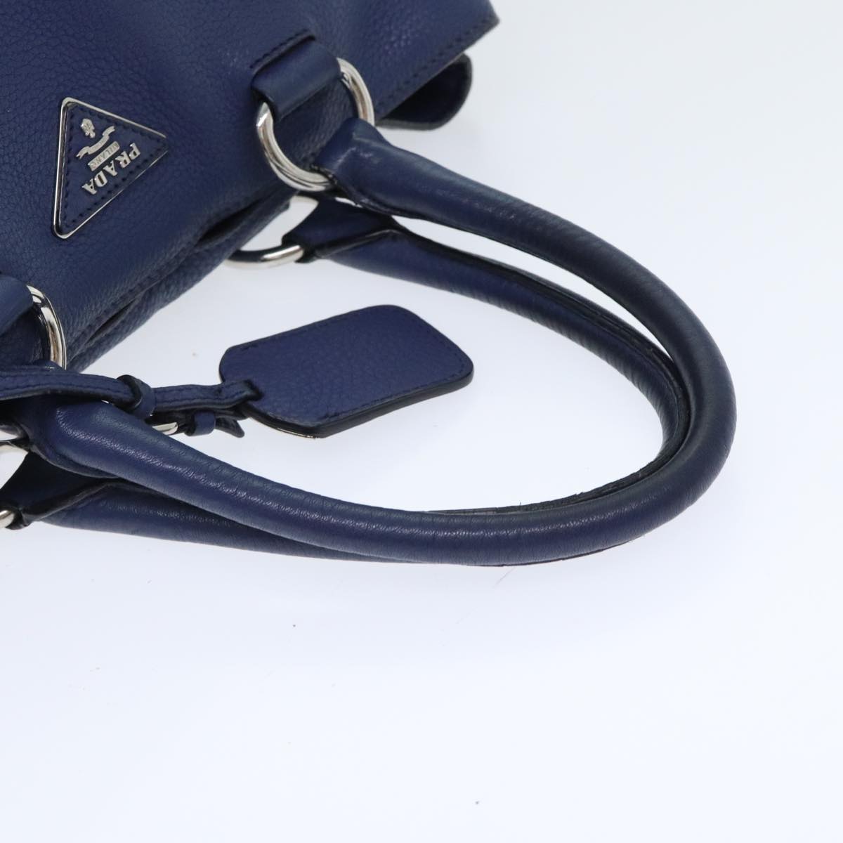 PRADA Hand Bag Leather 2way Navy Auth bs18200