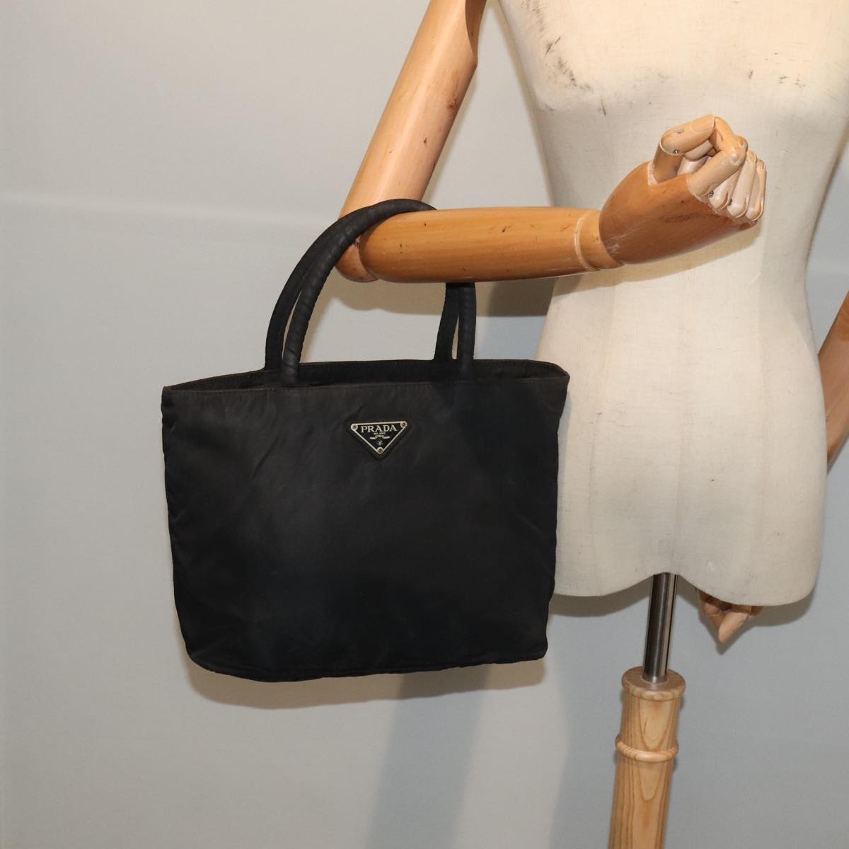 PRADA Hand Bag Nylon Black Auth bs18205